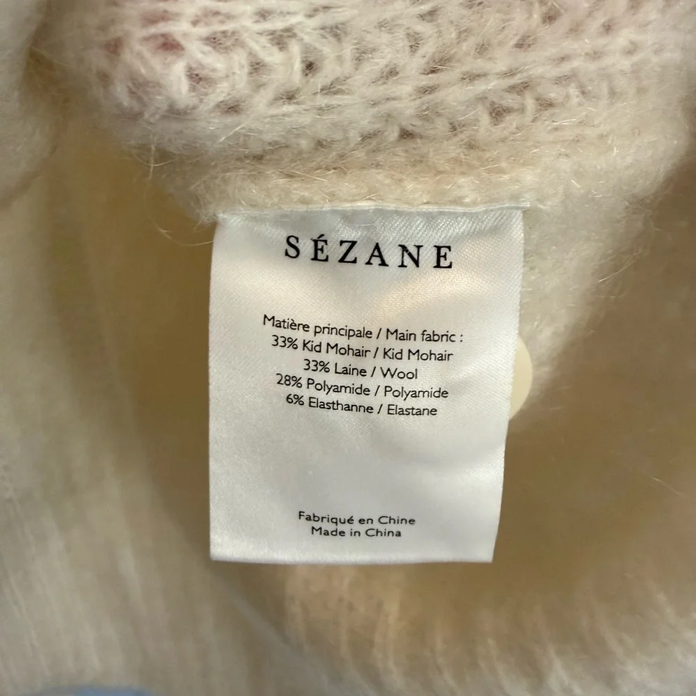Sezane Micky Jumper Button Cream Sweater Large - Picture 7 of 9